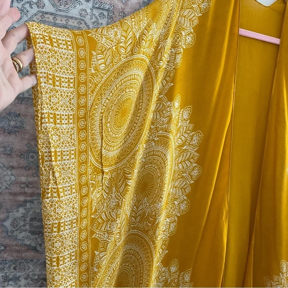 BOHO Print Mustard Kimono Topper OS